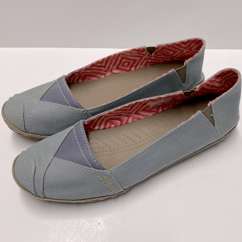 Crocs Angeline Grey Slip On Canvas Flats Style15336 Sz 8